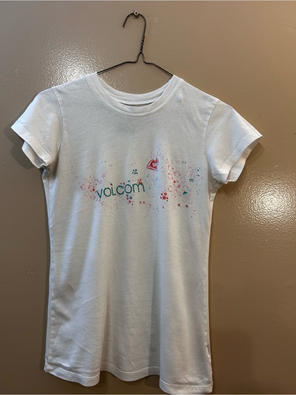 Volcom White Logo Tee with Subtle Black Print